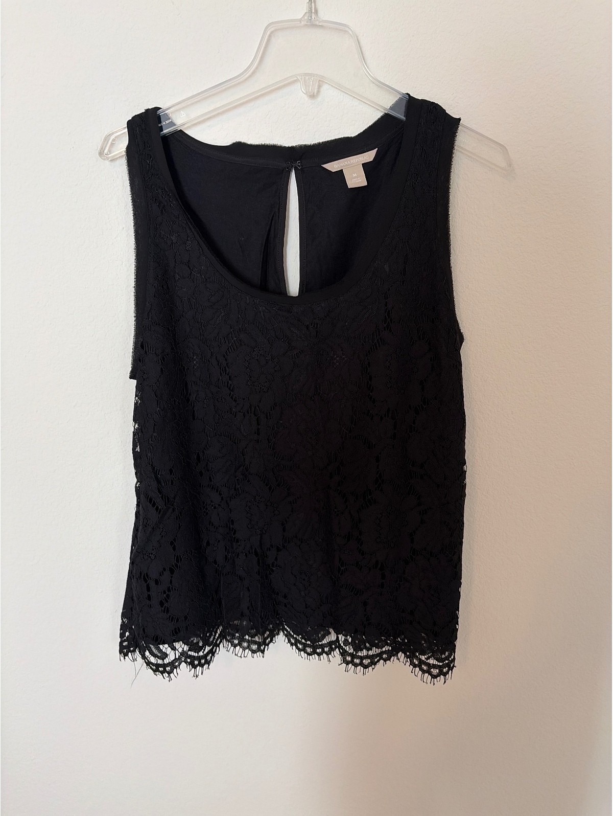 Banana Republic Black Lace Sleeveless Top Womens Medium M
